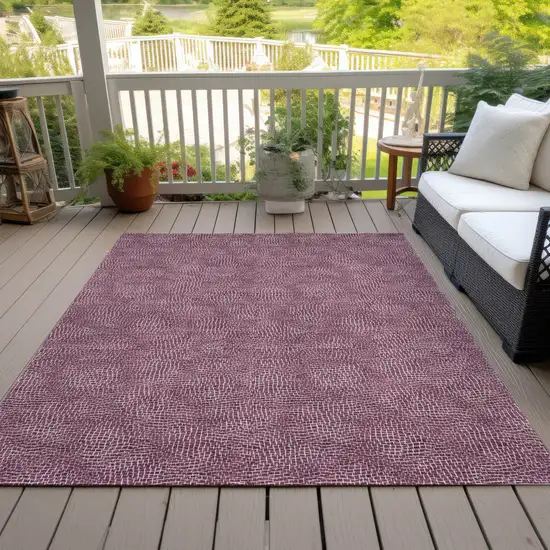 Eggplant And Ivory Geometric Washable Indoor Outdoor Area Rug Photo 7