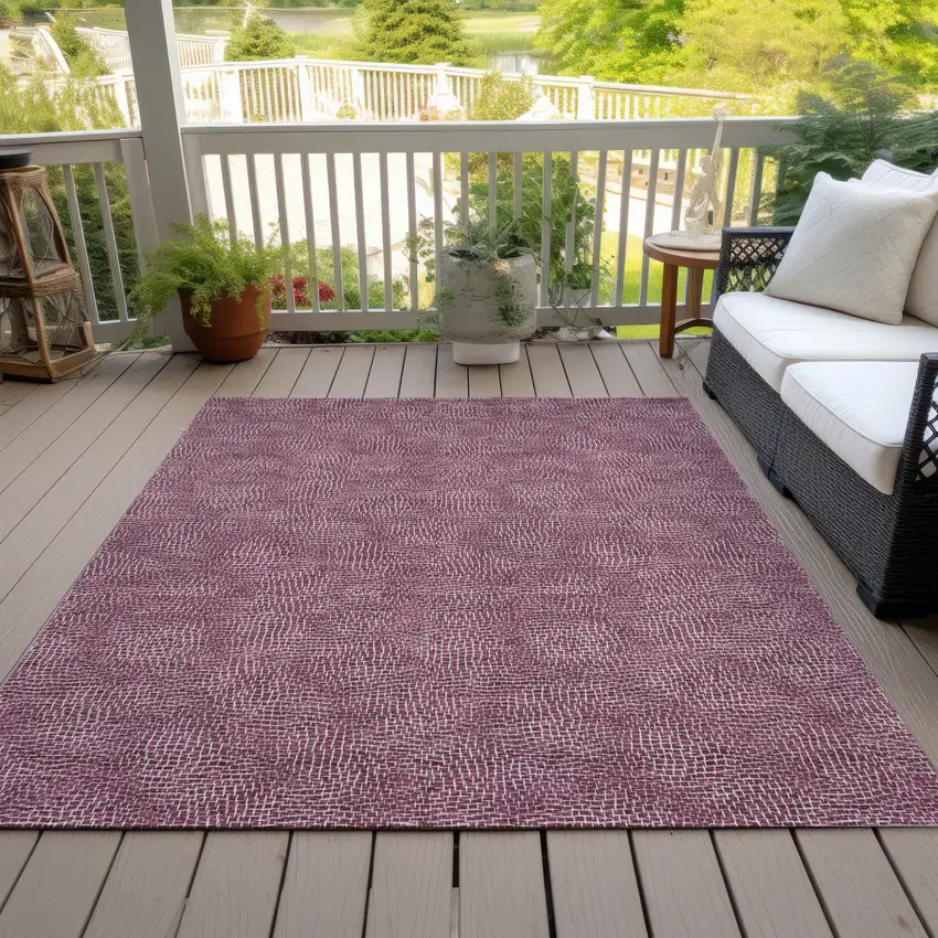 Eggplant And Ivory Geometric Washable Indoor Outdoor Area Rug Photo 7