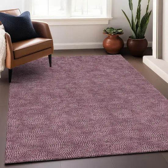 Eggplant And Ivory Geometric Washable Indoor Outdoor Area Rug Photo 8
