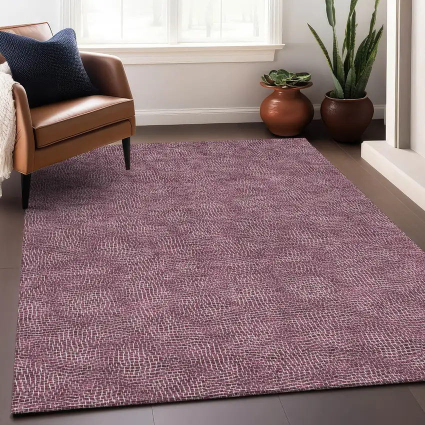 Eggplant And Ivory Geometric Washable Indoor Outdoor Area Rug Photo 8