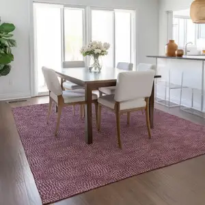 Photo of Eggplant And Ivory Geometric Washable Indoor Outdoor Area Rug