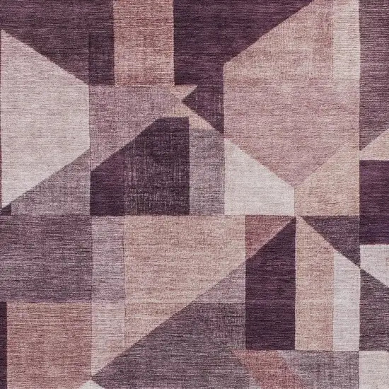 Eggplant And Ivory Geometric Washable Indoor Outdoor Area Rug Photo 2
