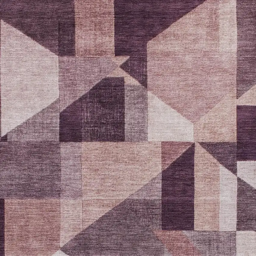 Eggplant And Ivory Geometric Washable Indoor Outdoor Area Rug Photo 2