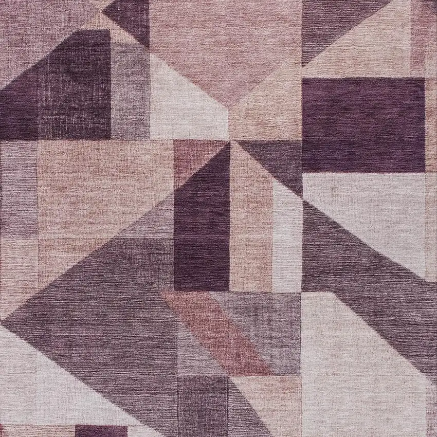 Eggplant And Ivory Geometric Washable Indoor Outdoor Area Rug Photo 2