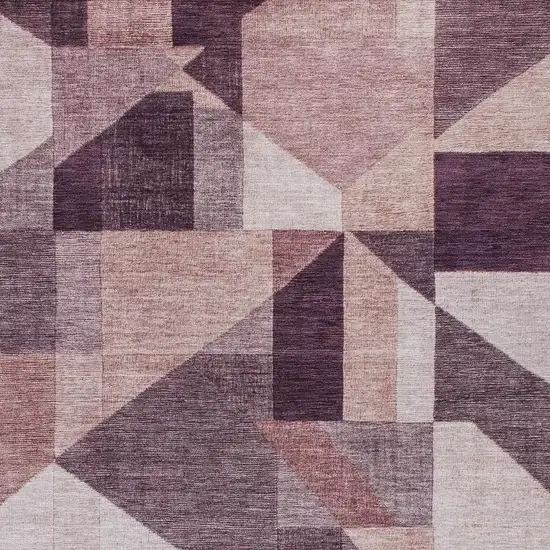 Eggplant And Ivory Geometric Washable Indoor Outdoor Area Rug Photo 2