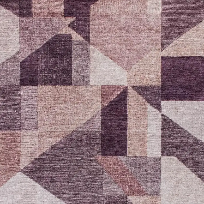 Eggplant And Ivory Geometric Washable Indoor Outdoor Area Rug Photo 2