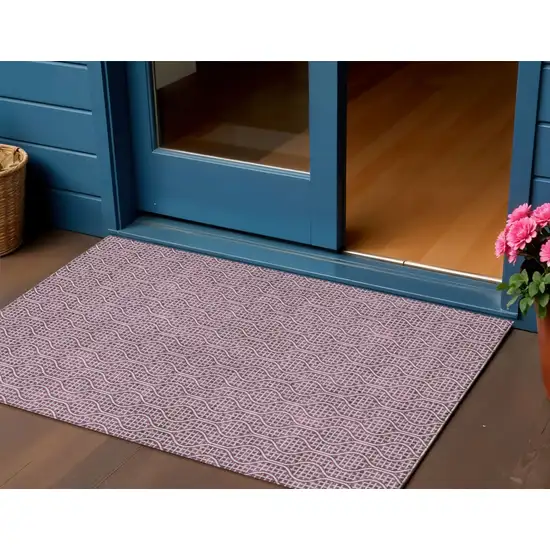 Eggplant And Ivory Geometric Washable Indoor Outdoor Area Rug Photo 1