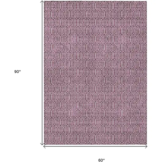 Eggplant And Ivory Geometric Washable Indoor Outdoor Area Rug Photo 3