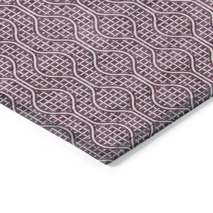 Eggplant And Ivory Geometric Washable Indoor Outdoor Area Rug Photo 4