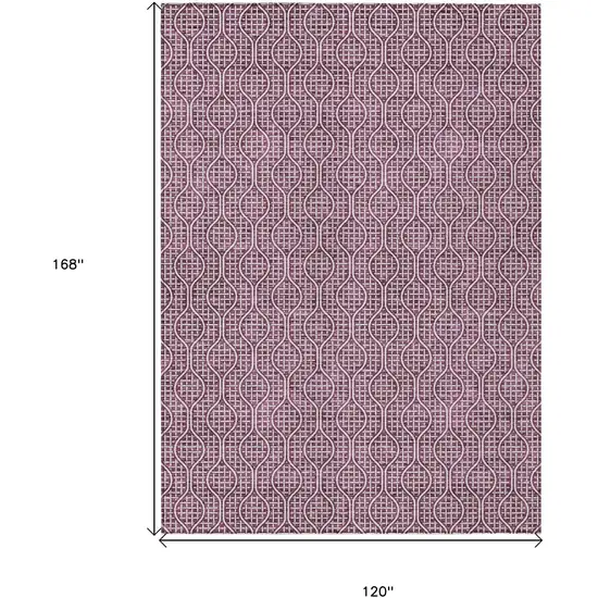 Eggplant And Ivory Geometric Washable Indoor Outdoor Area Rug Photo 3