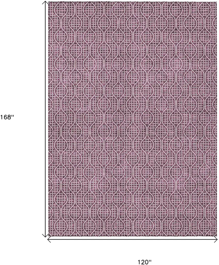 Eggplant And Ivory Geometric Washable Indoor Outdoor Area Rug Photo 3