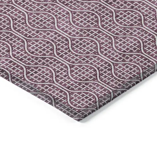 Eggplant And Ivory Geometric Washable Indoor Outdoor Area Rug Photo 4