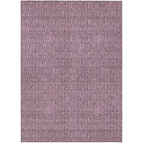 Eggplant And Ivory Geometric Washable Indoor Outdoor Area Rug Photo 2