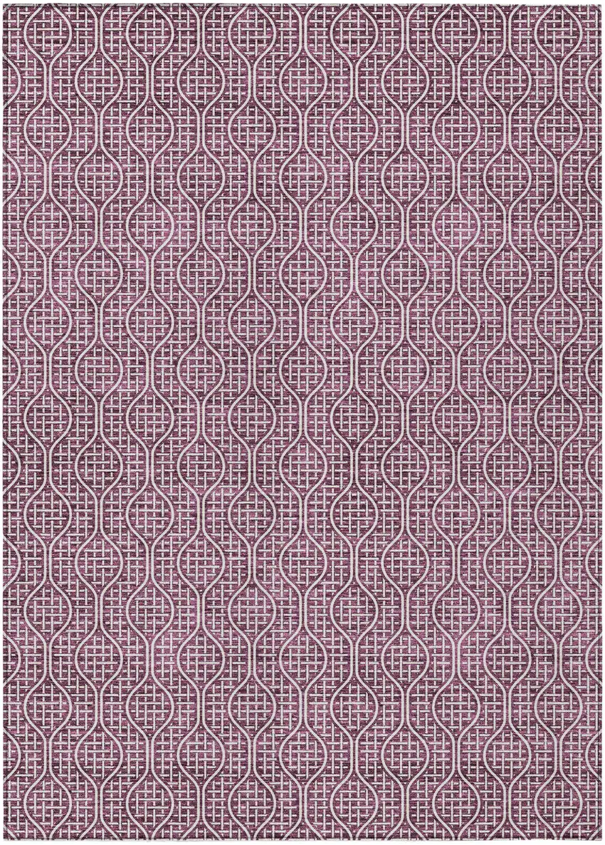 Eggplant And Ivory Geometric Washable Indoor Outdoor Area Rug Photo 2