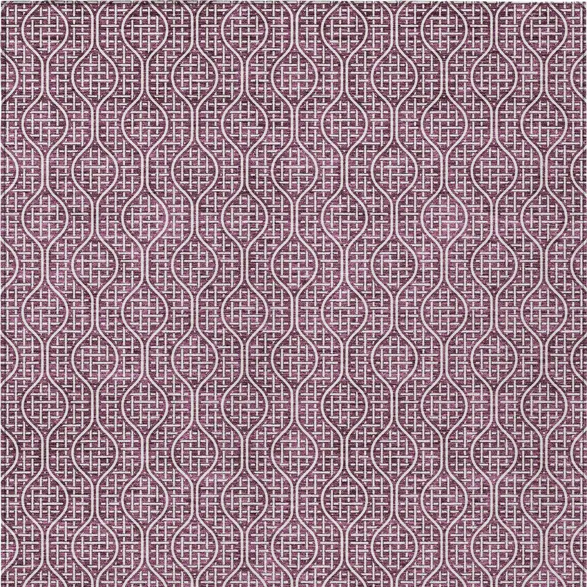 Eggplant And Ivory Geometric Washable Indoor Outdoor Area Rug Photo 7