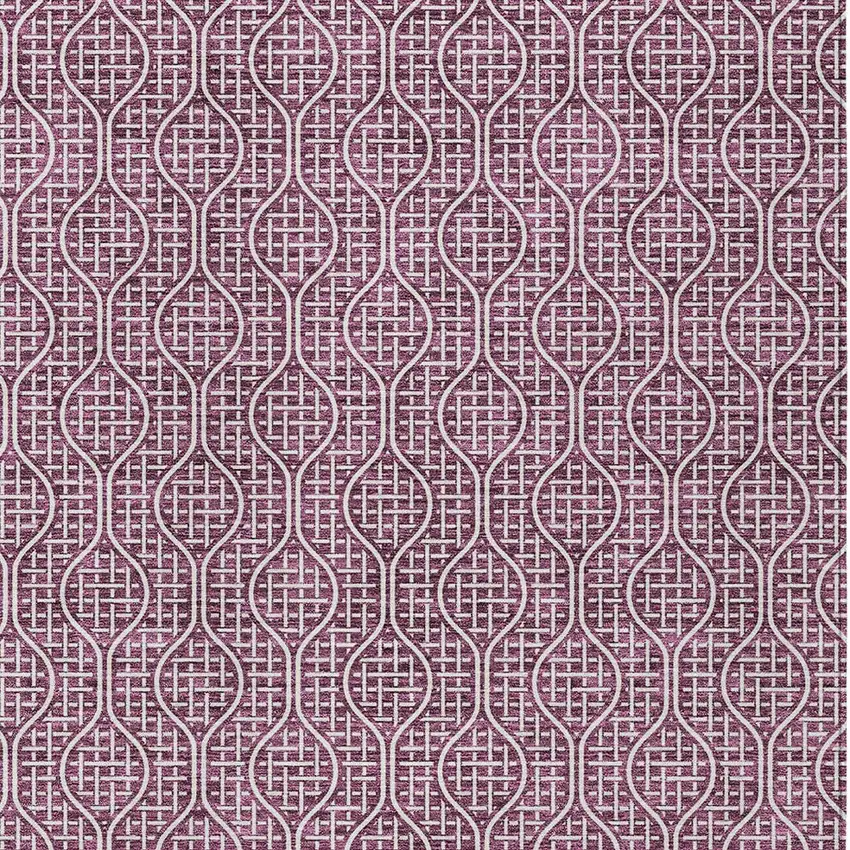 Eggplant And Ivory Geometric Washable Indoor Outdoor Area Rug Photo 6