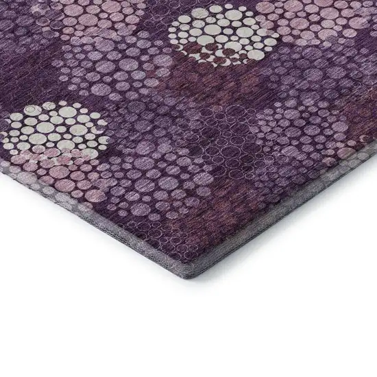 Eggplant And Ivory Polka Dot Washable Area Rug With UV Protection Photo 7