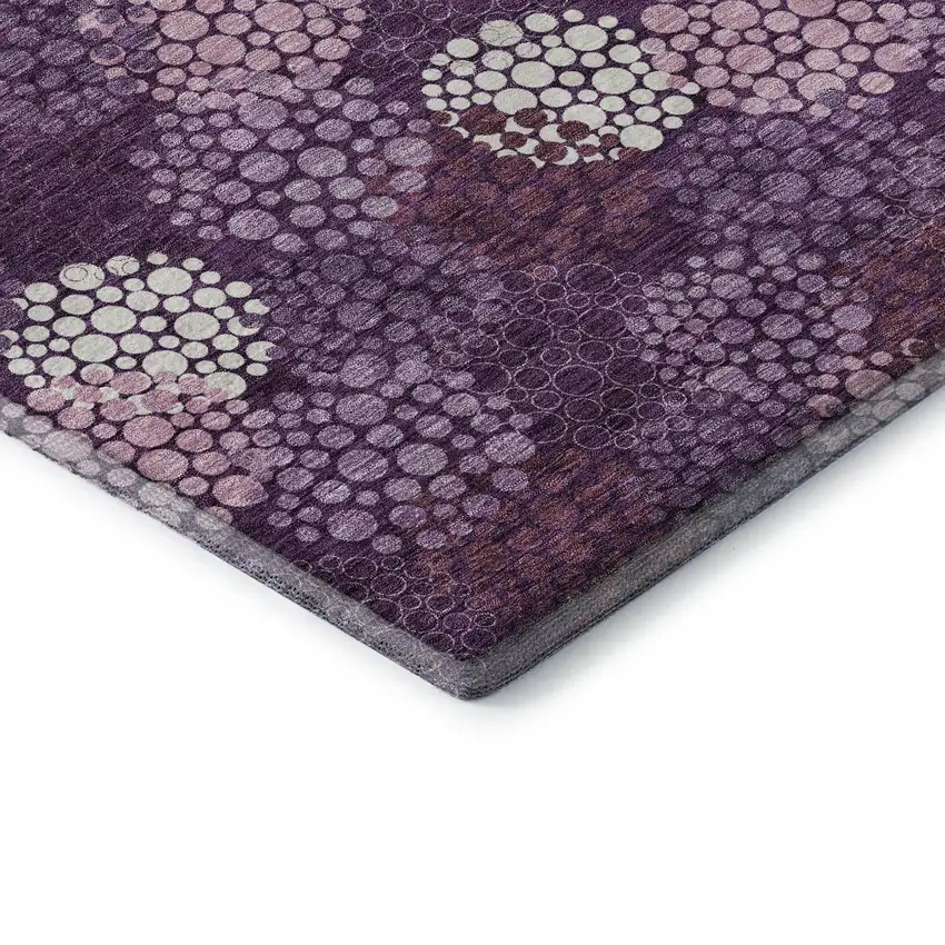 Eggplant And Ivory Polka Dot Washable Area Rug With UV Protection Photo 7