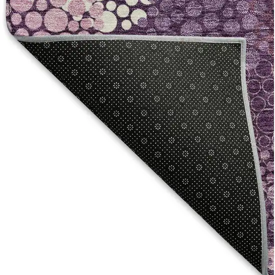 Eggplant And Ivory Polka Dot Washable Area Rug With UV Protection Photo 6