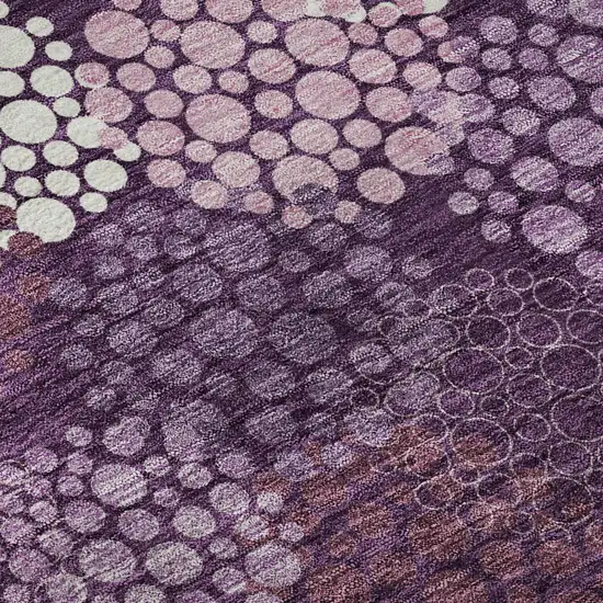 Eggplant And Ivory Polka Dot Washable Area Rug With UV Protection Photo 9