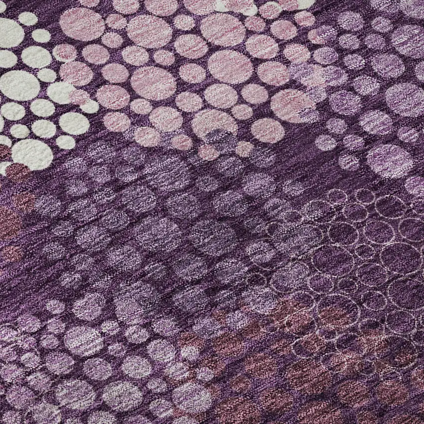 Eggplant And Ivory Polka Dot Washable Area Rug With UV Protection Photo 9
