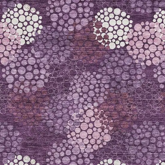 Eggplant And Ivory Polka Dot Washable Area Rug With UV Protection Photo 3