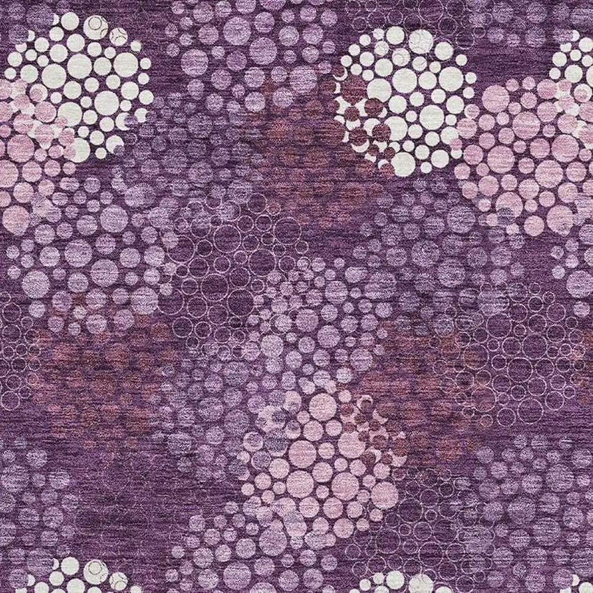 Eggplant And Ivory Polka Dot Washable Area Rug With UV Protection Photo 3