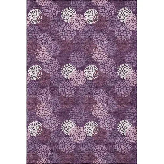 Eggplant And Ivory Polka Dot Washable Area Rug With UV Protection Photo 4