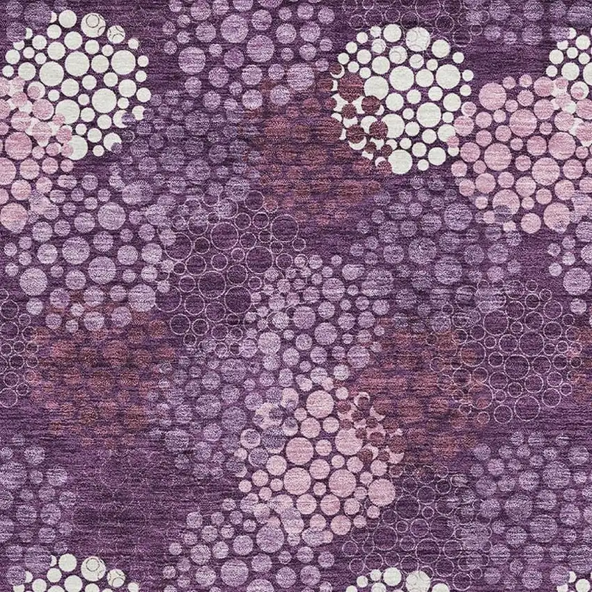 Eggplant And Ivory Polka Dot Washable Area Rug With UV Protection Photo 3
