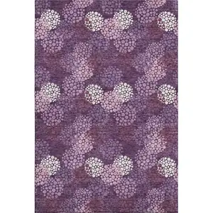 Photo of Eggplant And Ivory Polka Dot Washable Area Rug With UV Protection