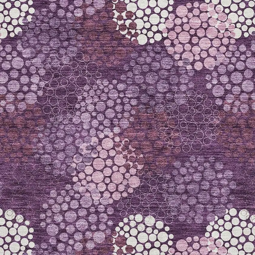 Eggplant And Ivory Polka Dot Washable Area Rug With UV Protection Photo 3