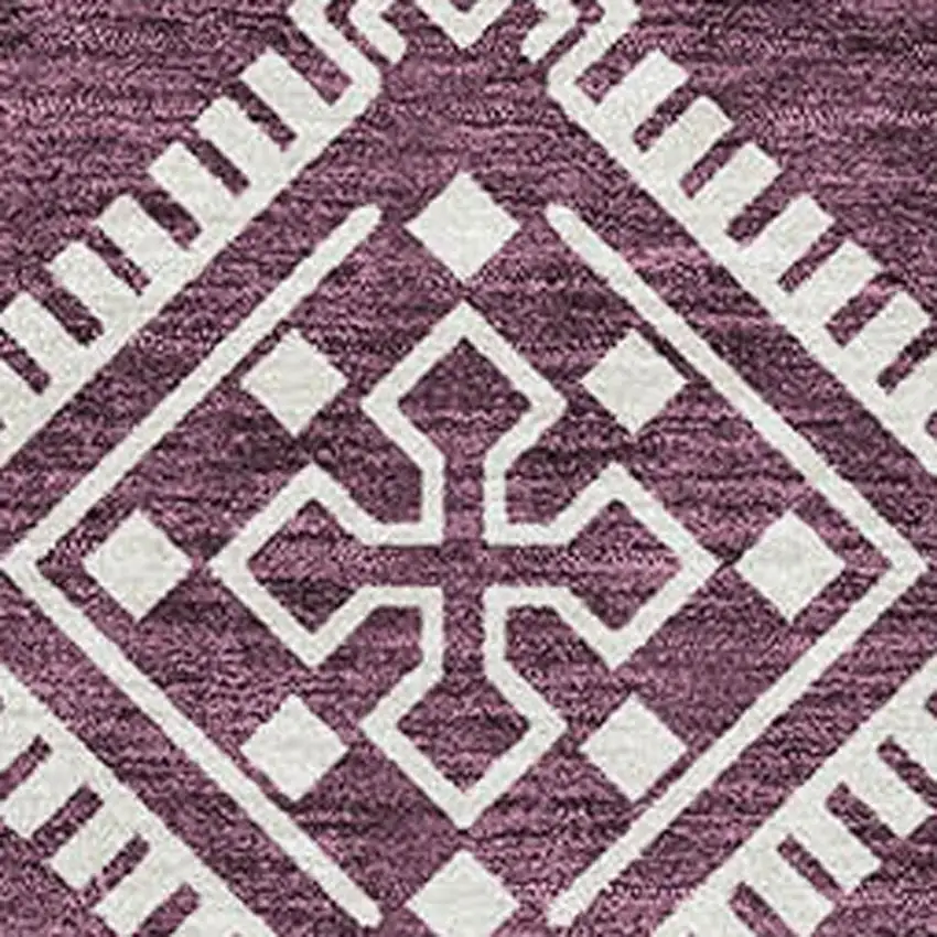 Eggplant And Ivory Southwestern Washable Area Rug With UV Protection Photo 3