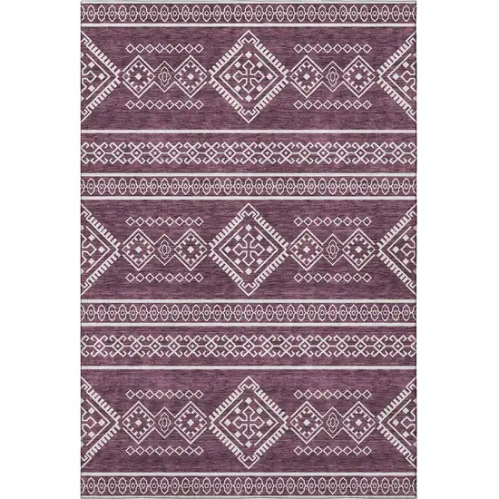 Eggplant And Ivory Southwestern Washable Area Rug With UV Protection Photo 4