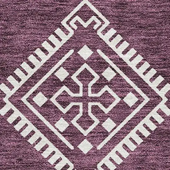 Eggplant And Ivory Southwestern Washable Area Rug With UV Protection Photo 4