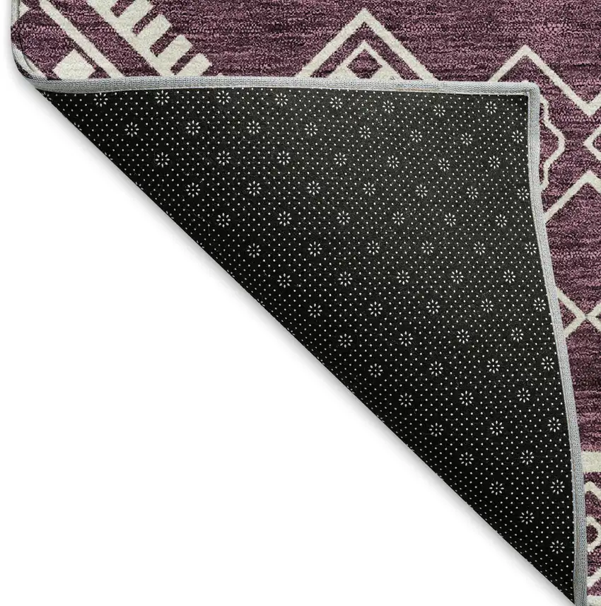 Eggplant And Ivory Southwestern Washable Area Rug With UV Protection Photo 7