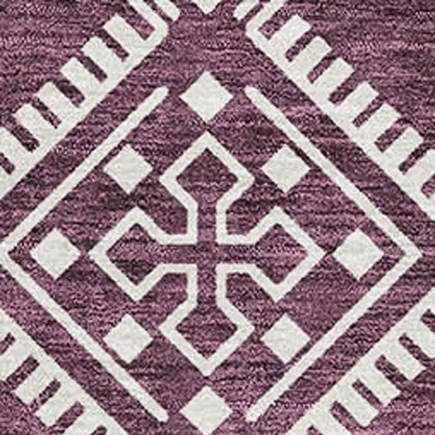 Eggplant And Ivory Southwestern Washable Area Rug With UV Protection Photo 3