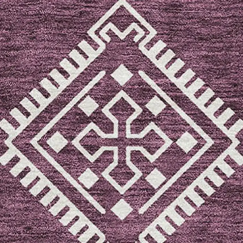 Eggplant And Ivory Southwestern Washable Area Rug With UV Protection Photo 4