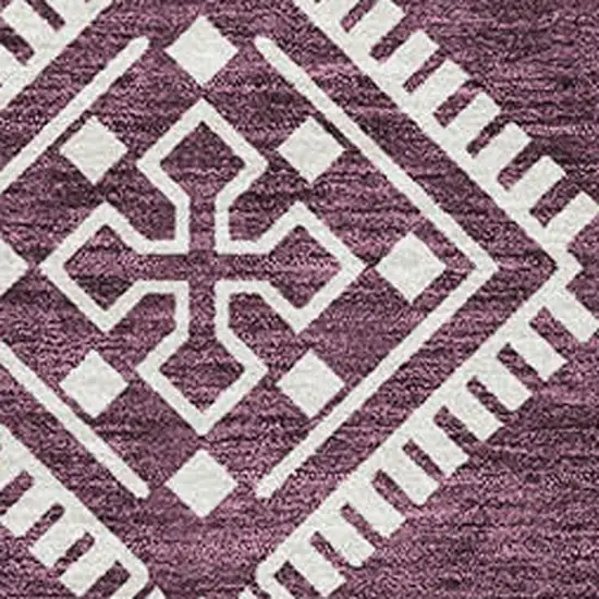 Eggplant And Ivory Southwestern Washable Area Rug With UV Protection Photo 3