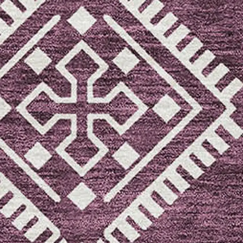 Eggplant And Ivory Southwestern Washable Area Rug With UV Protection Photo 3