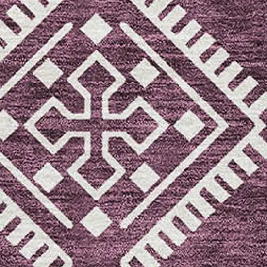 Eggplant And Ivory Southwestern Washable Area Rug With UV Protection Photo 3