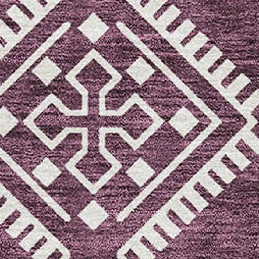 Eggplant And Ivory Southwestern Washable Area Rug With UV Protection Photo 3