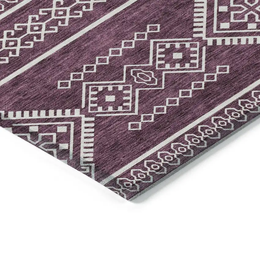 Eggplant And Ivory Southwestern Washable Indoor Outdoor Area Rug Photo 4
