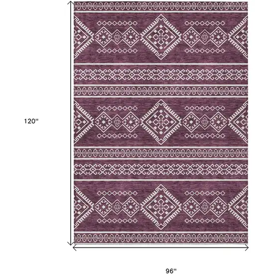 Eggplant And Ivory Southwestern Washable Indoor Outdoor Area Rug Photo 3