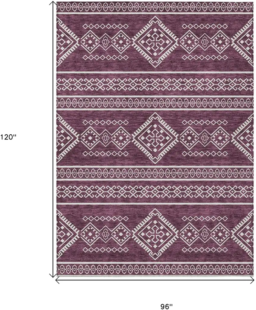 Eggplant And Ivory Southwestern Washable Indoor Outdoor Area Rug Photo 3