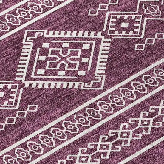 Eggplant And Ivory Southwestern Washable Indoor Outdoor Area Rug Photo 6