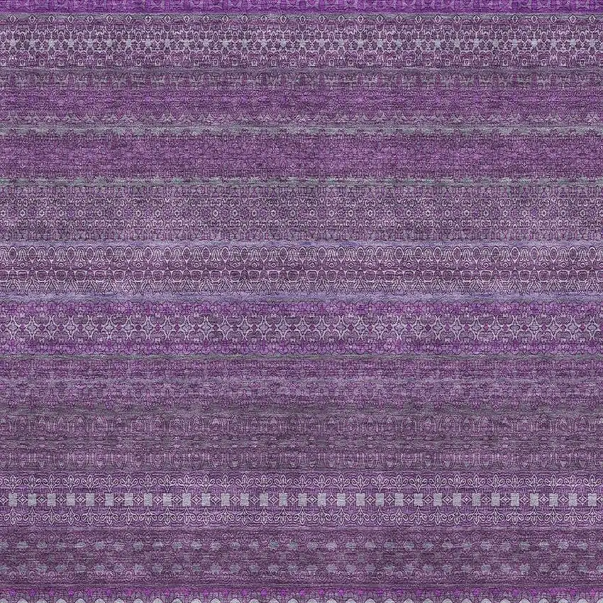 Eggplant And Ivory Striped Washable Area Rug With UV Protection Photo 3