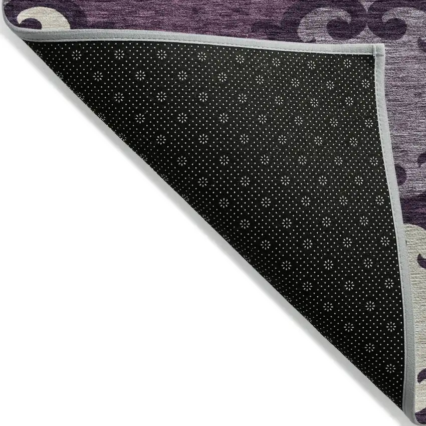 Eggplant And Ivory Trellis Washable Indoor Outdoor Area Rug Photo 4