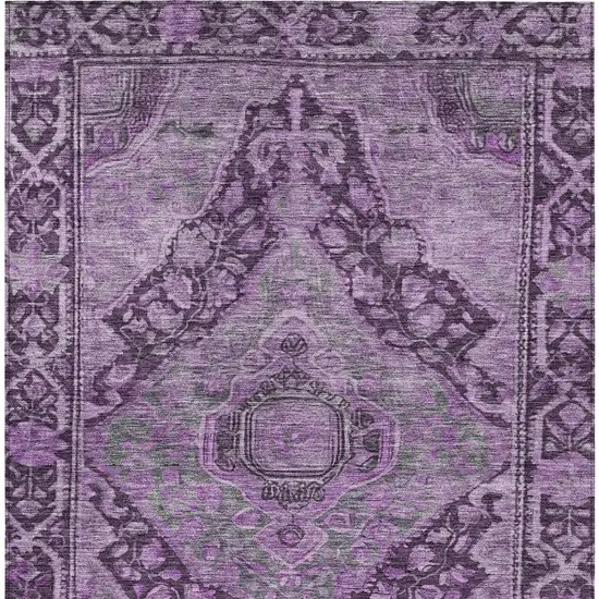 Eggplant And Lavender Medallion Washable Indoor Outdoor Area Rug Photo 4