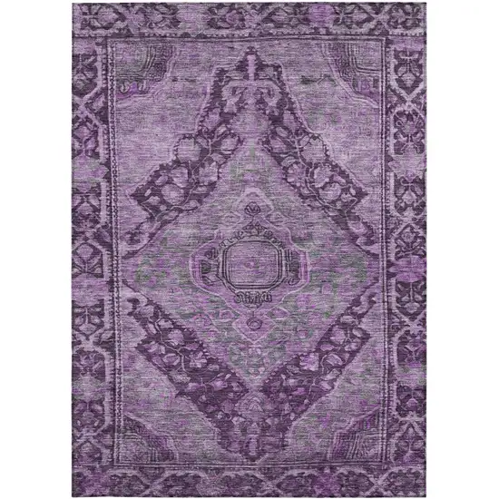 Eggplant And Lavender Medallion Washable Indoor Outdoor Area Rug Photo 3