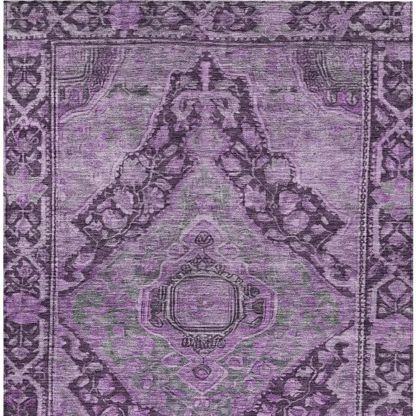 Eggplant And Lavender Medallion Washable Indoor Outdoor Area Rug Photo 4